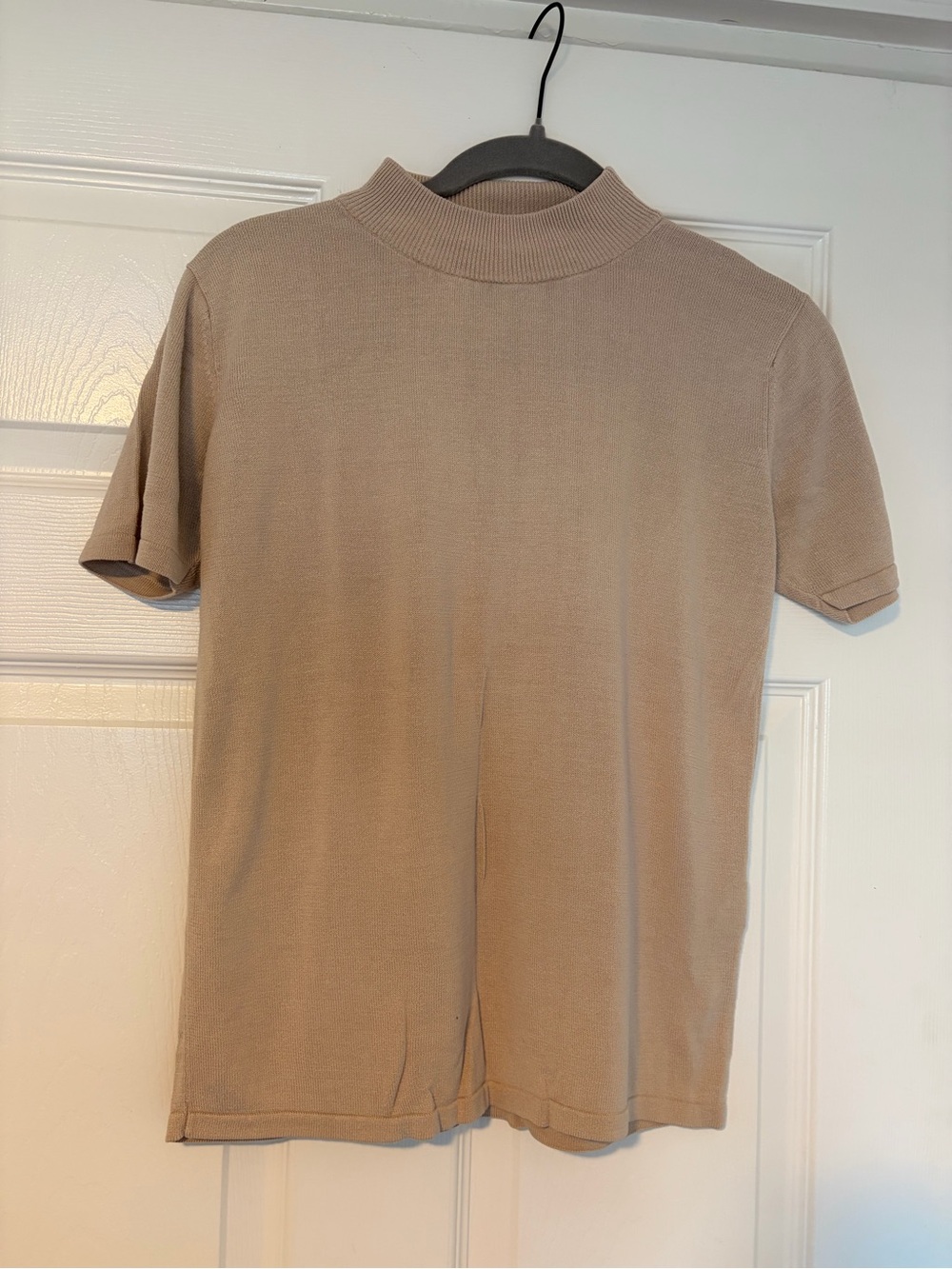 Vintage 100% Silk Mock Neck Short Sleeve Blouse